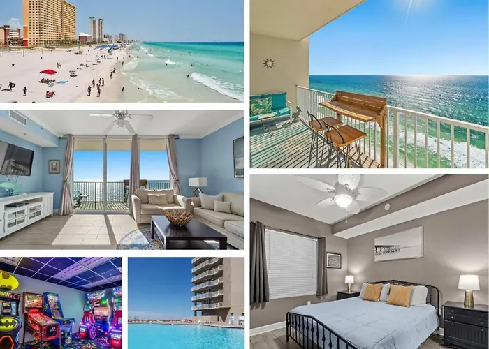 Stunning Beachfront Condo, Walk To Pier Park,Pools